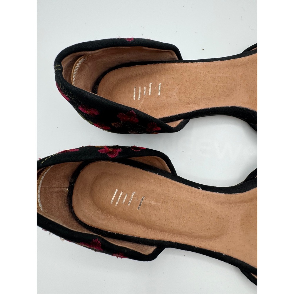 J. Jill Embroidered Floral d'Orsay Flats Black Pointed Toe Shoes 6.5 - Picture 4 of 6
